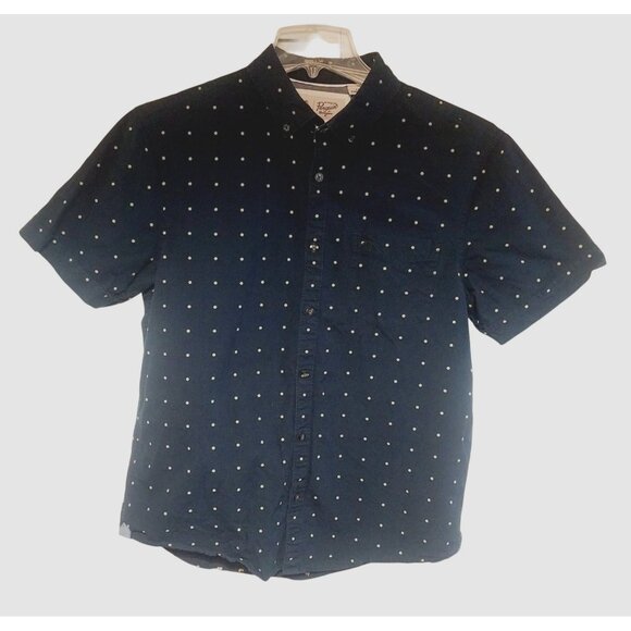 Original Penguin Mens Navy Polka Dot Button-Down Shirt L/G 100% Cotton Short Sle - Picture 1 of 7